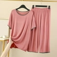 thumbnail image 2 of TEVEQ Women's Modal Pajamas Set Short Sleeve Top and Capri Pants Lightweight Sleepwear Comfy Pjs Lounge Set Round Neck Short Sleeved Home Wear Casual Pajama Set C Xl, 2 of 3