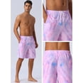 thumbnail image 5 of DARING DIVA Men's Tie-dyed Pattern Drawstring Elastic Waist Board Shorts 36 Purple Blue, 5 of 6