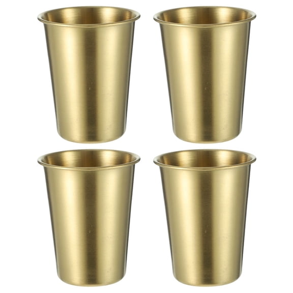 Xiao Hua 4-piece set of stainless steel beer cups for wine, coffee, tea and cold drinks, outdoor camping single-layer cold drink water cup, gold, 500ml