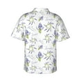 thumbnail image 3 of Balery Lavender Flowers Print Men's Hawaiian Shirts Short Sleeve Beach Shirt Relaxed Fit Vacation Button Down Shirts-X-Large, 3 of 9