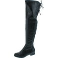 thumbnail image 2 of Chase & Chloe Maggy-1 Women's Thigh High Drawstring Low Chunky Heel Boots, 2 of 7
