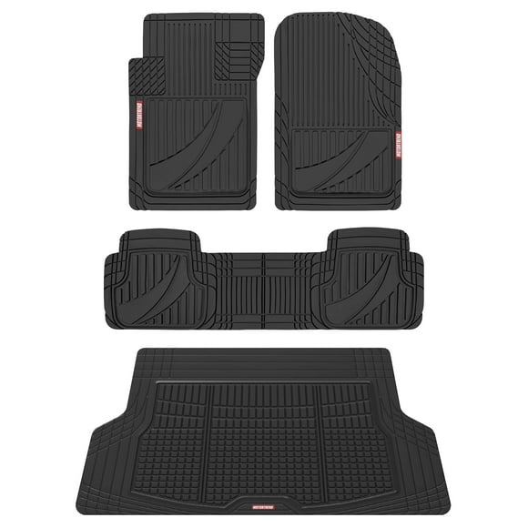 Motor Trend FlexTough Advanced Heavy Duty Black Rubber Car Floor Mats & Cargo Liner for SUV & Car Full Set - Universal Trim to Fit All Weather Automotive Floor Mats & Cargo Liners for SUV, Car, & Van