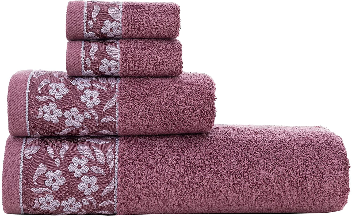 4-Piece Bath Towels Set for Bathroom100% Soft Cotton Turkish Towels Plum 