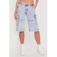 thumbnail image 3 of Women's Almost Famous Acid Wash Denim Cargo Bermuda Shorts, 3 of 4