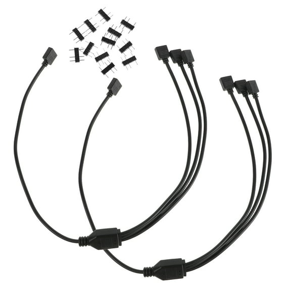 Black Fan Light Strip Adapter Cable 5V 3Pin 1 to 3 Splitter Extension Hub 50CM for PC Fans and LED