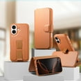 thumbnail image 2 of Detachable Wallet Case for iPhone 16 with RFID Blocking Card Slots Holder, Premium PU Leather Magnetic Kickstand Shockproof Removable Flip Protective Cover with Wristband for iPhone 16, Brown, 2 of 14
