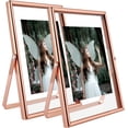 thumbnail image 1 of Gold Floating Frame ;x; Vertical Set For Picture x x x Tabletop Shelf Photo Frame Classy For Wedding Birthday Anniversary Home or Office Decor, 1 of 6
