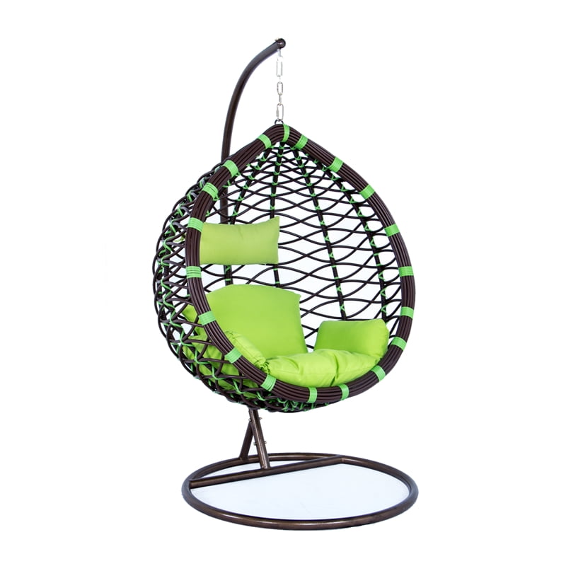 LeisureMod Modern Wicker Hanging Egg Swing Chair Indoor Outdoor Use in