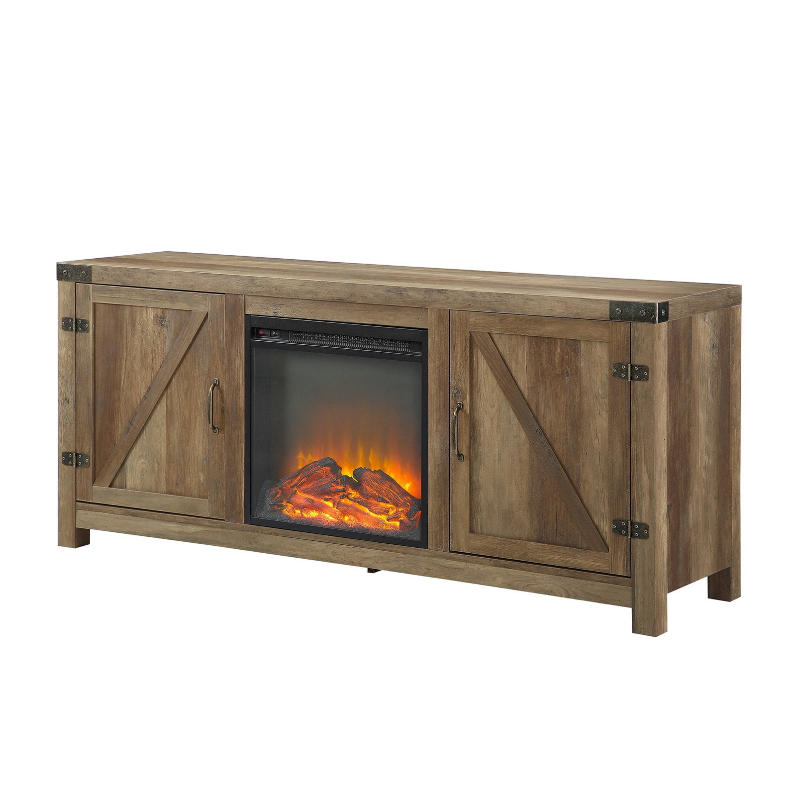 HumbleNest Farmers Market 58 in. Weathered Barn Fireplace TV Stand
