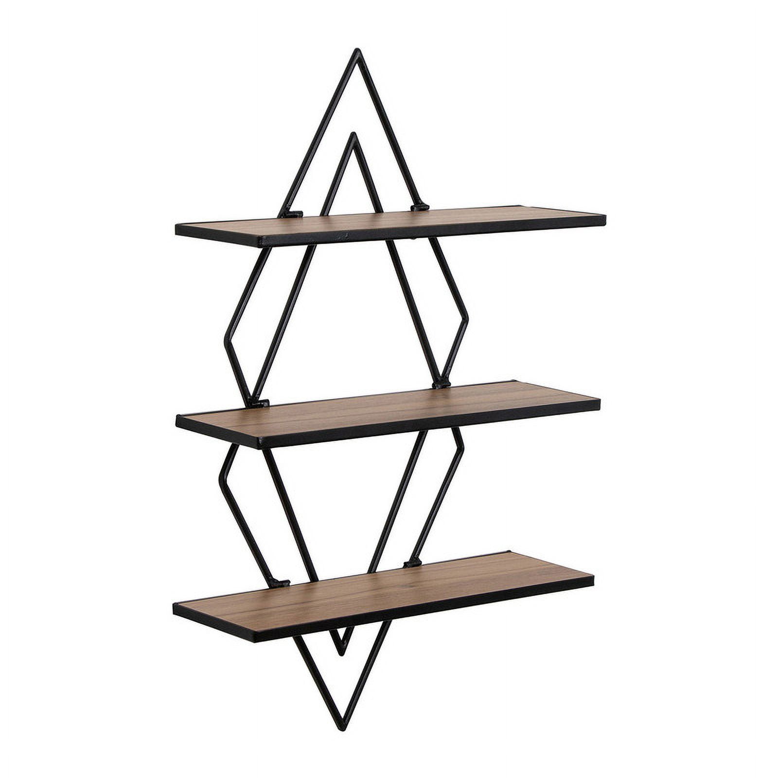 Clarissa Black Geometric Wood-Metal Modern Wall Shelf