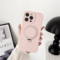 Feishell for iPhone 12 Pro Kickstand Magnetic Case, Compatible with MagSafe Wireless Charging, Liquid Silicone Soft Lining Shockproof Lens Protection Slim Cover for iPhone 12 Pro, Pink