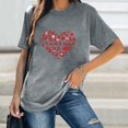 thumbnail image 2 of TSADFHJI Chandails en Molleton pour Femmes Mode Décontractée Unie Imprimé Mignon Col Rond Manches Courtes T-Shirt Haut S Gris, 2 of 6