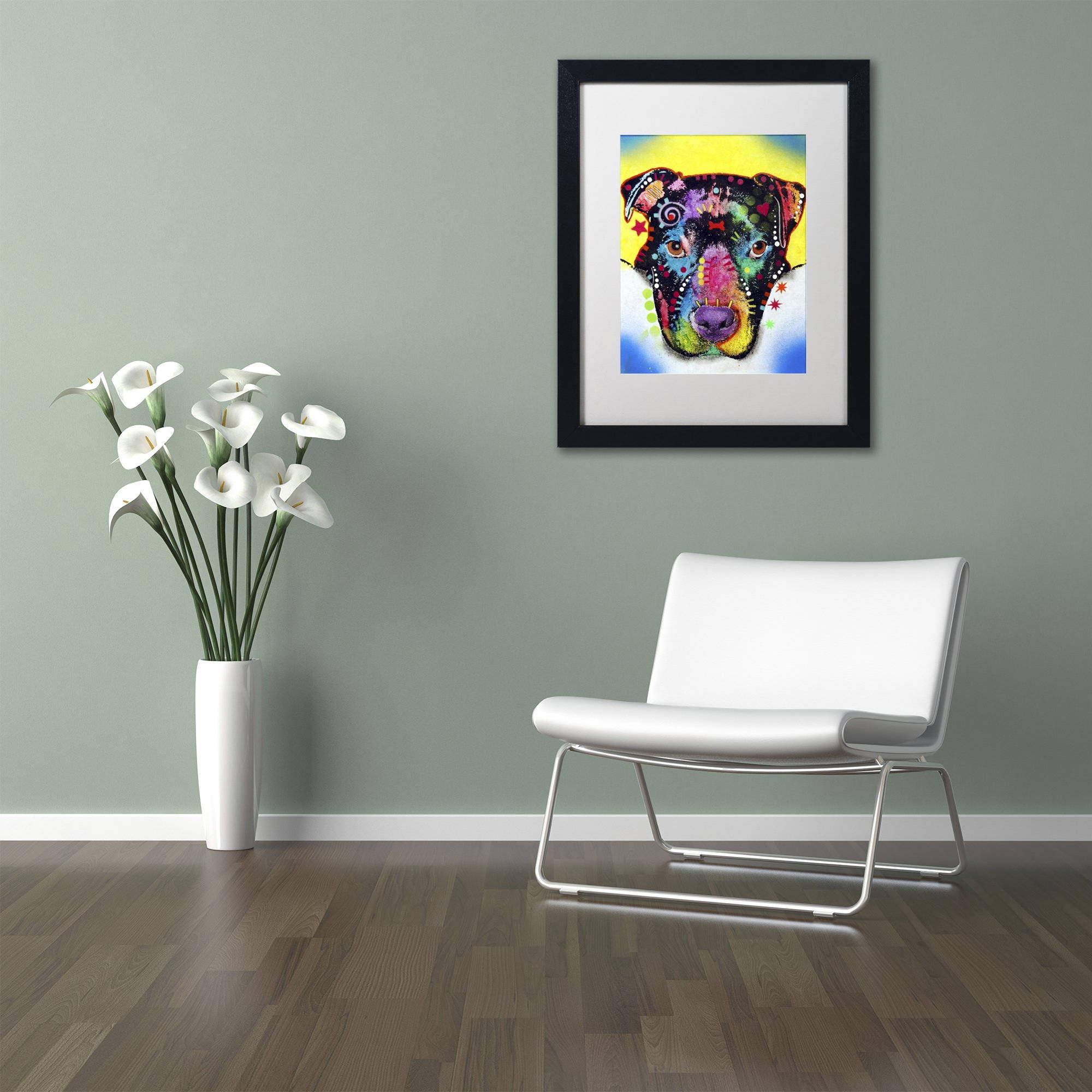 Trademark Fine Art "Otter Pitbull" Canvas Art by Dean Russo, White Matte, Black Frame