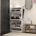 thumbnail image 3 of Shoe Storage Cabinet with 3 Flip Drawers, Wooden Shoe Cabinet for Entryway, Slim Free Standing Shoe Rack for Entryway, Hallway, Living Room, Bedroom (White), 3 of 10