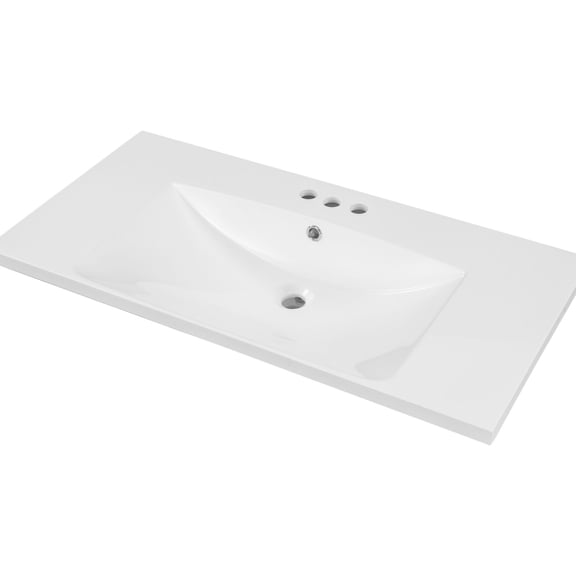 36" White Rectangular Vanity Top with Ceramic Material | Undermount Sink, Overflow Drain | Optimize Bathroom Space, Ready Out of Box