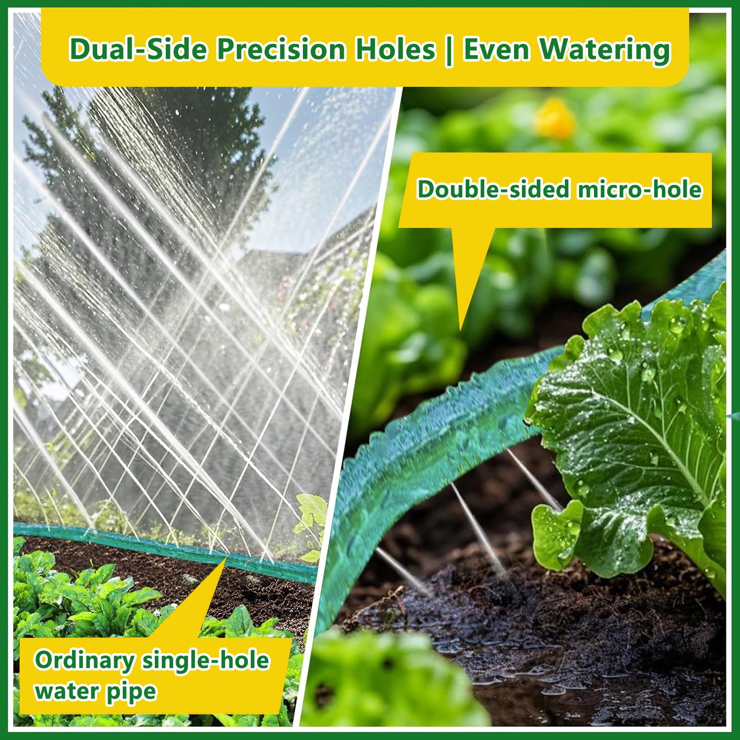 Henotian Garden Soaker Hose 50ft 2 Pack for Backyard: 1/2" Watering Sprinkler - Efficient Irrigation Tubing for Outdoor Lawn Patio Farm