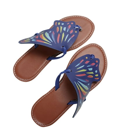 

Women Cute Butterfly Flat Flip Flops Boho Summer Party Beach Slip On Slippers Nonslip Comfy Thong Sandals for Outdoor