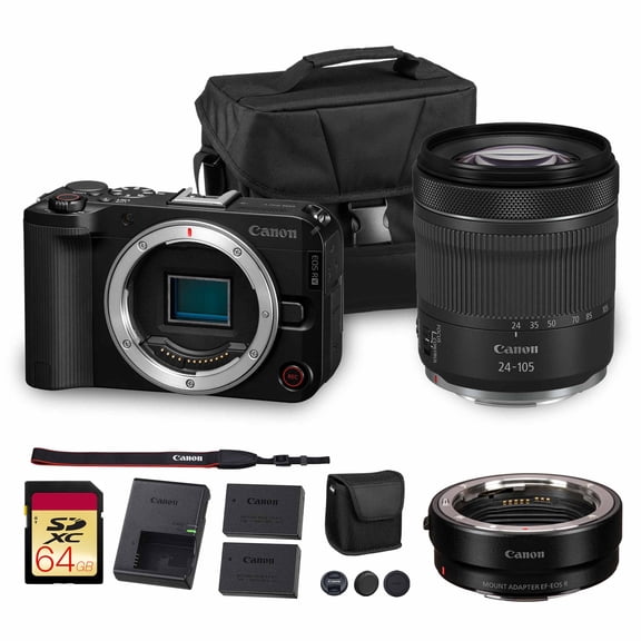 Canon EOS R50 V Mirrorless Camera | 24.2MP APS-C Sensor 4K Oversampled Video | Compact Beginner-Friendly Camera for Vlogging and Travel (6895C002)   Canon RF 24-105mm Lens   LP-E17 Battery   More