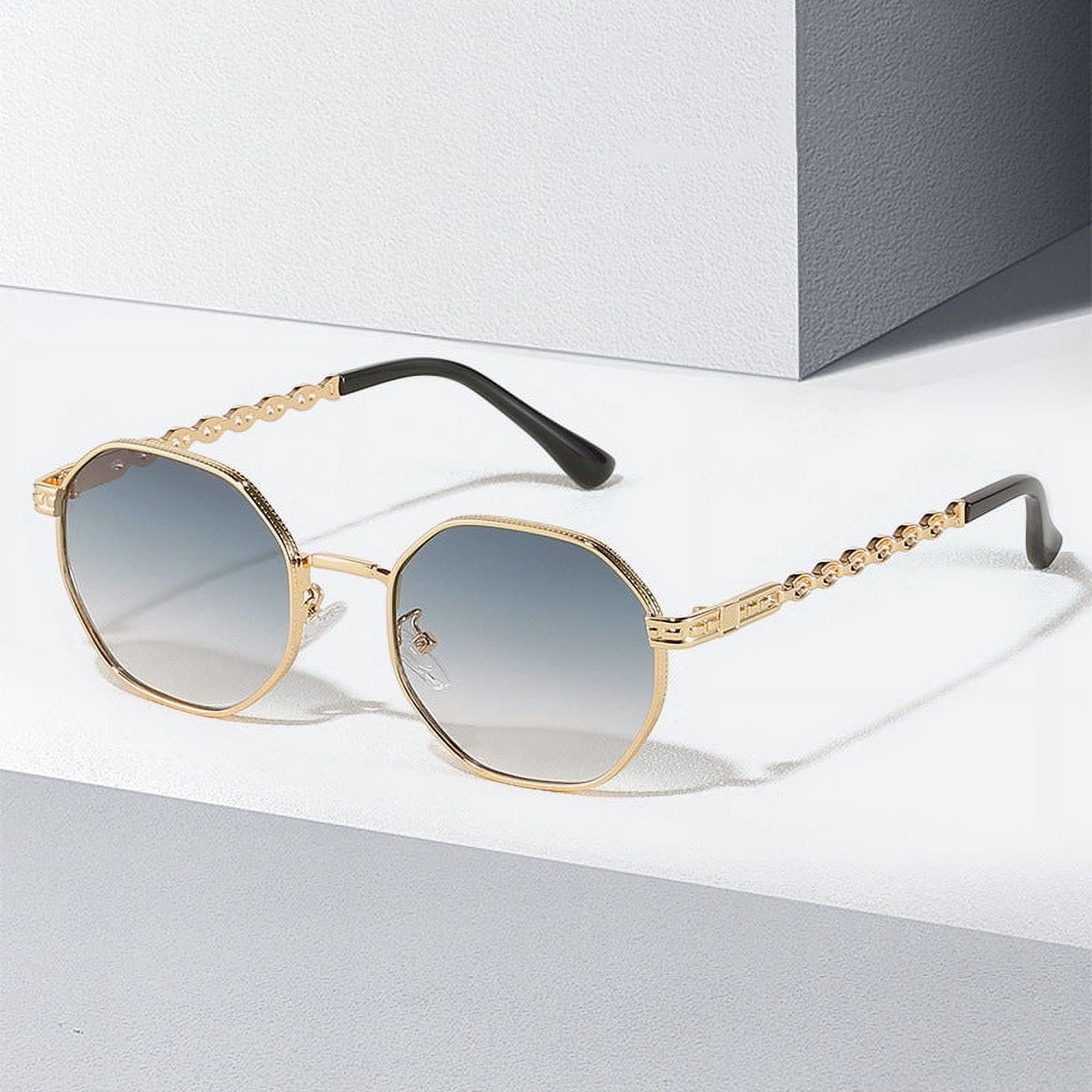Mens Polygon Sunglasses with UV400 Protection AC Lens Full Frame Metal Frame for Driving Commute Outdoor Sports Fashion