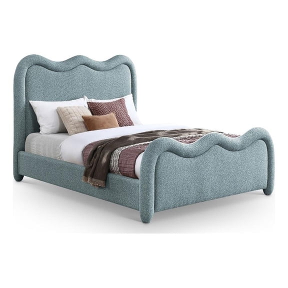 Meridian Furniture Gavin Blue Chenille Fabric King Bed