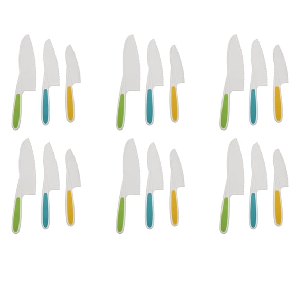 Knives for Kids 18-Piece Nylon Kitchen Baking Knife Set,Children's Cooking Knives Firm Grip, Serrated Edges