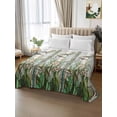 thumbnail image 3 of Full Size Flat Sheet Only, Dark Green Grass Soft Brushed Microfiber Bed Sheets, Flower Dragonfly Retro Pastoral Rustic Hotel Quality Breathable Bedding Top Sheet, Easy Care, 81"x96", 3 of 9