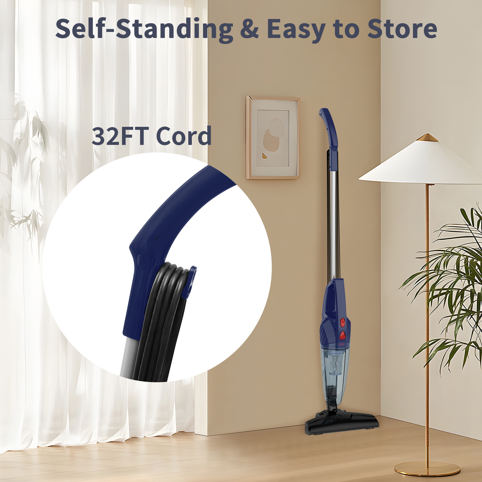 TaoTronics 5-in-1 Lightweight Corded Stick Vacuum, Upright/Handheld Vacuum Cleaner for Floor, 32FT, New