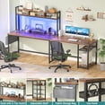 thumbnail image 3 of Aheaplus L Shaped Gaming Desk, 59" Reversible Gaming Desk with Power Outlet and Led Lights, L Shaped Computer Desk with Storage Shelves & Monitor Stand, Home Office Desk L Shaped Desk, Rustic Brown, 3 of 8