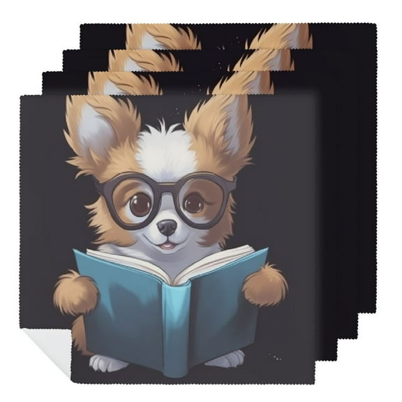 QKZF Reading Book Dinner Napkins Soft Cloth Napkins Printed Table Napkins for Parties Weddings Event 2 PCS