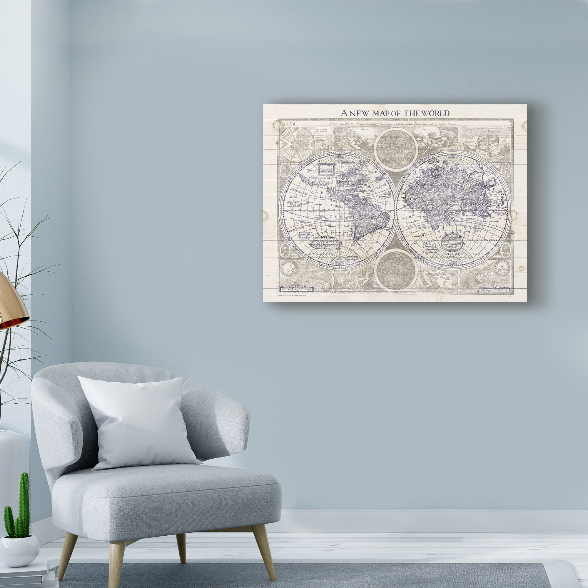 Trademark Fine Art 'A New Map of the World' Canvas Art by Sue Schlabach