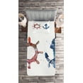thumbnail image 2 of Ambesonne Anchor Quilted Coverlet 2 Pcs, Nautical Steering Wheel, Twin Size, Pink Blue, 2 of 2