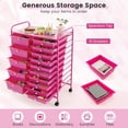 thumbnail image 4 of 15-Drawer Rolling Storage Cart, Multipurpose Movable Organizer Cart, Utility Cart for Home, Office, School, Hot Pink, 4 of 9
