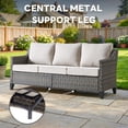 thumbnail image 5 of Giantfurnni Outdoor Wicker 3-Seat Patio Sofa, Rattan Deep Seating Couch with Beige Cushion, 5 of 8