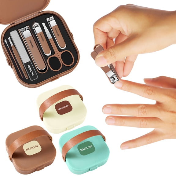 Nail Clippers Set 7 Pieces Stainless Steel Professional Grooming Kits, Fingernail and Toenail Clipper Cutters with Luxurious Travel Case Nail Care Tools Manicure Pedicure Kit