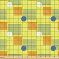 thumbnail image 2 of Ambesonne Geometric Fabric by the Yard Upholstery, Circles Horizontal Lines, 1 Yard, Pastel Yellow and Dark Violet, 2 of 5