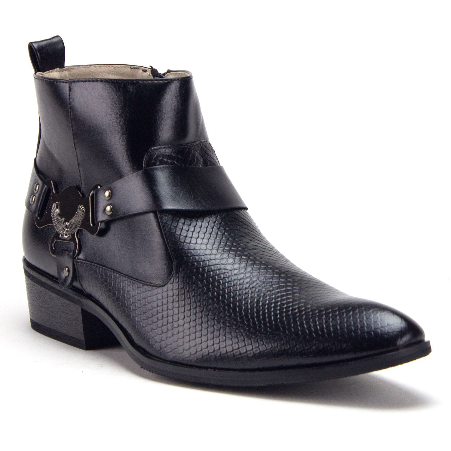 Jazamé Men's 39133 Chain Accent Motorcycle Riding Western Boots, Black