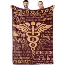 Doctor Gifts for Men Women, Appreciation Thank You Throw Blanket for Doctors on Doctors' Day, Christmas, Retirement, Birthdays, 50 x 65 Inches - Brown
