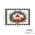 thumbnail image 3 of JOOCAR Christmas Cardinal Lantern Wreath Design Linen Table Mats Set of 4 for Home Kitchen Table Decor 12x18 inch, 3 of 5