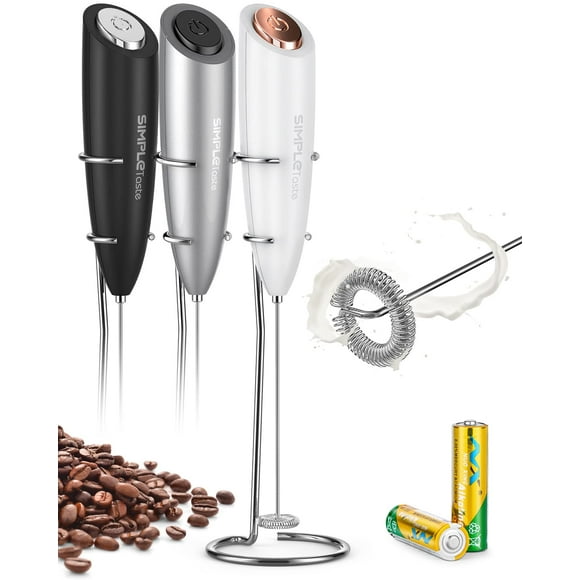 Espumador de leche eléctrico portátil SIMPLETASTE con batidor de acero inoxidable