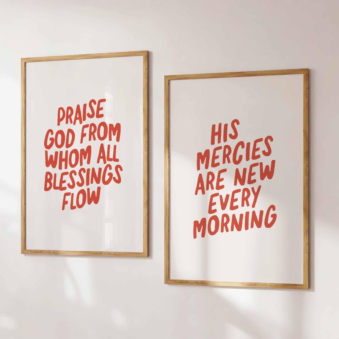 Christian Wall Art Inspirational Faith Quotes Red Modern Scripture Prints Spiritual Set 2 Poster Only