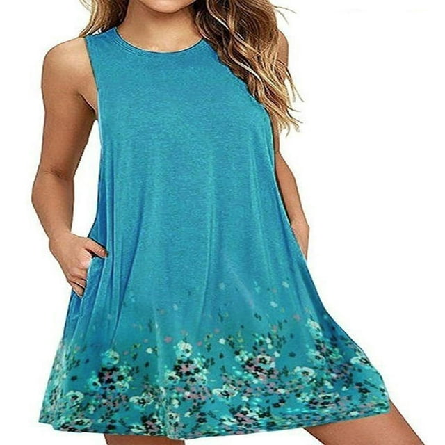 Plus Size Swing Mini Robes d'Été Plage une Ligne Robe de Soleil Femmes