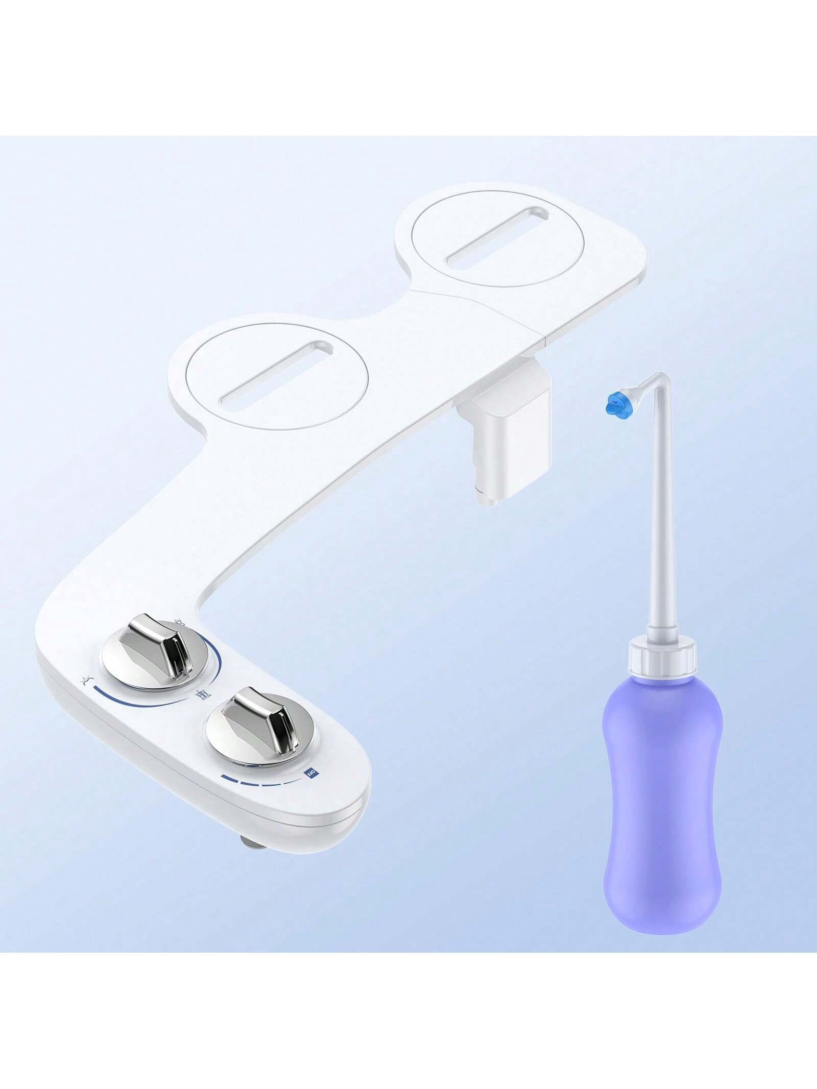 Eastvita Multifunctional Bidet Attachment & Portable Bidet Sprayer for Toilet Non Electric Self Cleaning Dual Nozzle Toilet Bidet Fresh Cold Water Sprayer Bidets for Existing Toilets w/