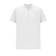 thumbnail image 3 of JUNWELL Men‘s Henley Shirt Solid Color Button Sport Shirt Round Neck Short Sleeve Tops with Pocket, 3 of 5