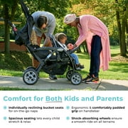 Foundations Gaggle Compass 4-Seat Quad Stroller, Reclining Seats with Canopy, Black