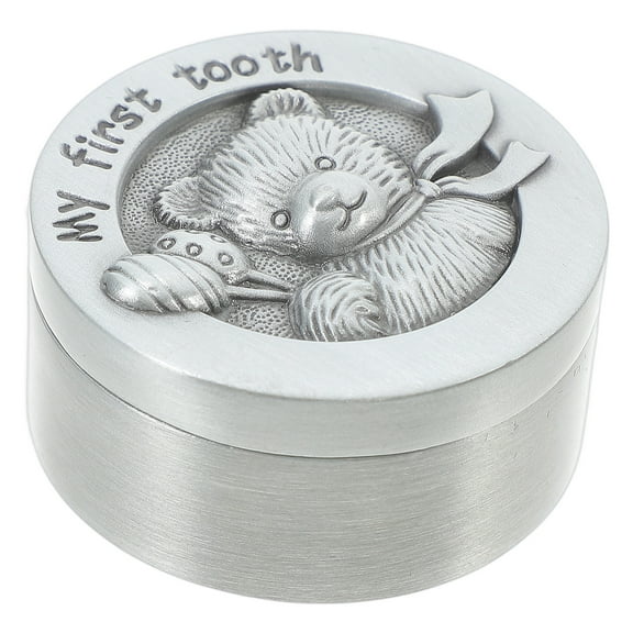 Raindrops Baby First Tooth Keepsake Box Silver Alloy Storage for Infants Birthday Gift Option 4.5 x 3 x 2.5