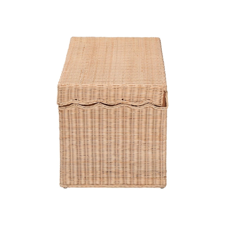 bali & pari Damita Scallop Natural Rattan Chest with Lift-top Lid
