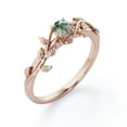 thumbnail image 4 of JeenMata Solitaire - 0.50 Carat Round Brilliant Cut Real Solid Moss Green Agate - Magic Forest Branch Engagement Ring - 18K Rose Gold Plating over Silver, 4 of 8