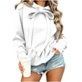 thumbnail image 2 of Qulqfy Hoodies for Women Fleece Winter Fall Casual Soft White Hooded Ruffle Pullover Bow Long Sleeve Sweatshirt S, 2 of 6