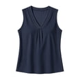 thumbnail image 5 of ClodeEU Women's V Neck Pleated Sleeveless Tank Top, Casual Loose Fit Blouse Navy,Women's Plus XXL, 5 of 8