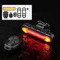 thumbnail image 1 of Luz trasera de bicicleta LED recargable por USB - Control remoto inalámbrico, luces de apagado, IPX4 a prueba de agua, instalación para adverten Negro Macarena Luz trasera de bicicleta, 1 of 8